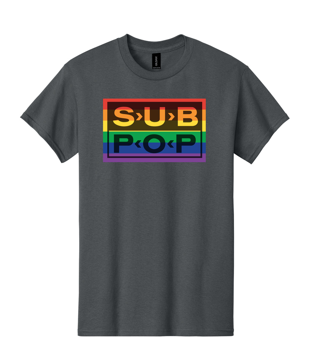 Sub Pop - Logo Rainbow Tweed Blue T-Shirt - Sub Pop Official Store