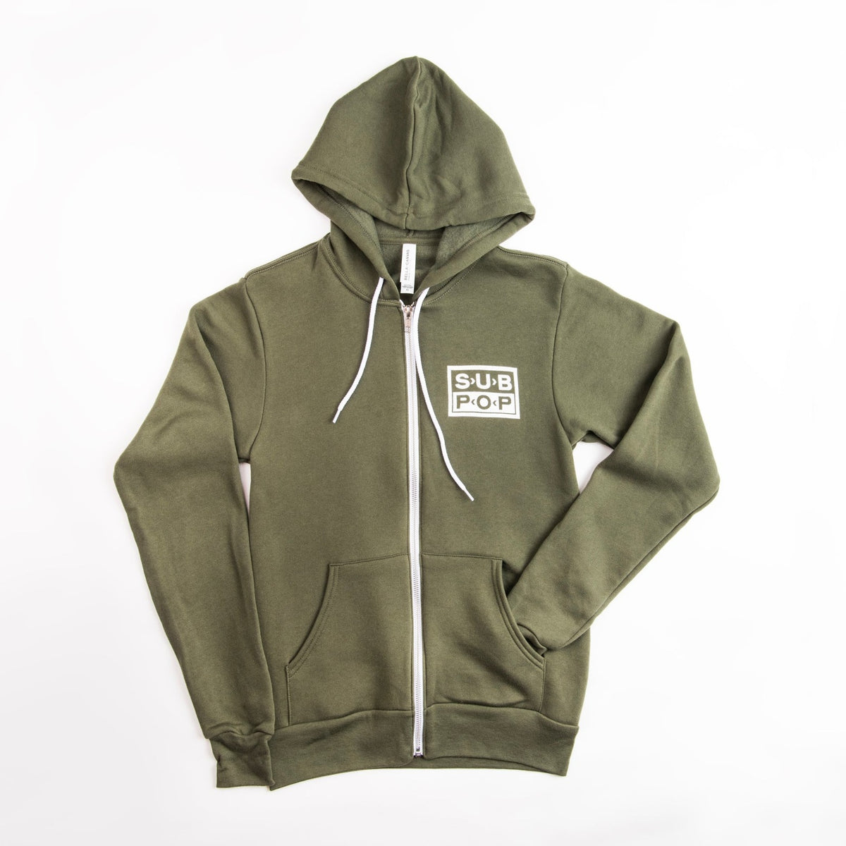 Left Logo Olive w/White Zip Hoodie Sweatshirt