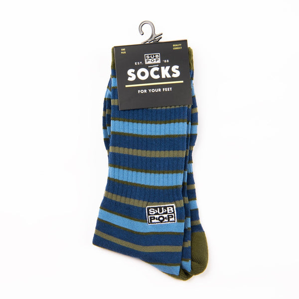 Silvana Olive w/Blue Stripe Sock