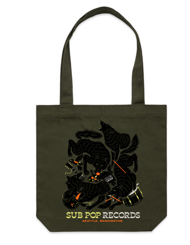 Olive Green Wolves Tote