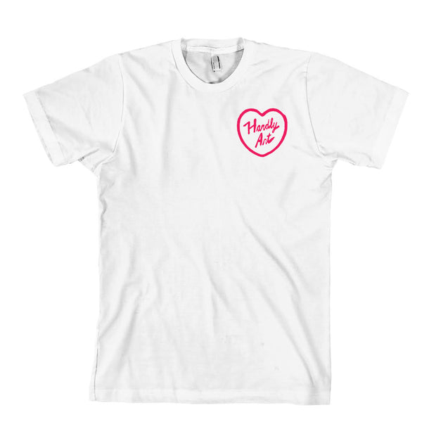 Heart Left Chest White w/Pink T